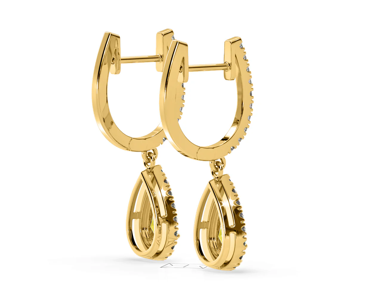 Diana Yellow Lab Diamond 1.48ct Pear Halo Drop Earrings in 18K Yellow Gold - Elara Collection - Image 60