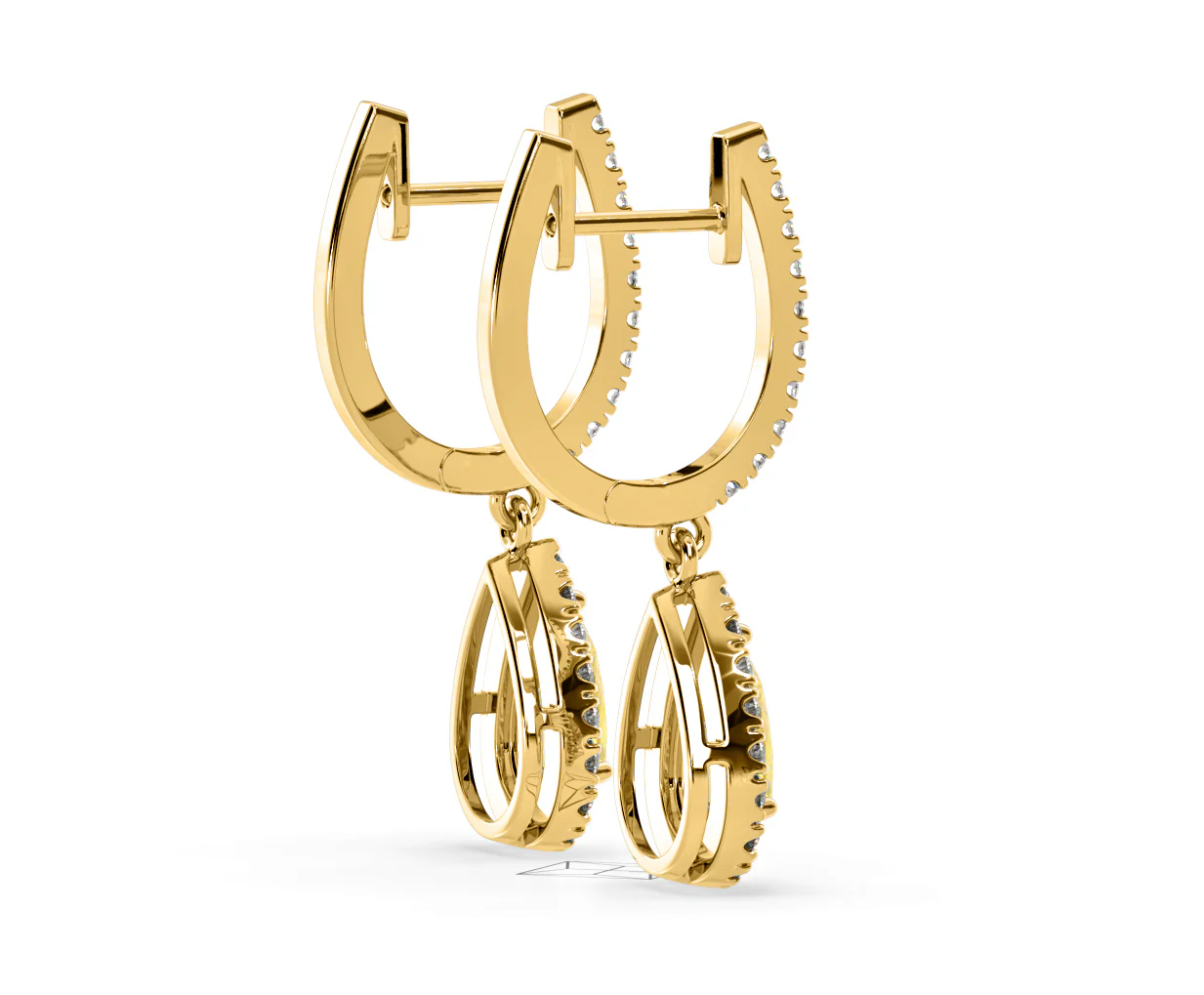 Diana Yellow Lab Diamond 1.48ct Pear Halo Drop Earrings in 18K Yellow Gold - Elara Collection - Image 62