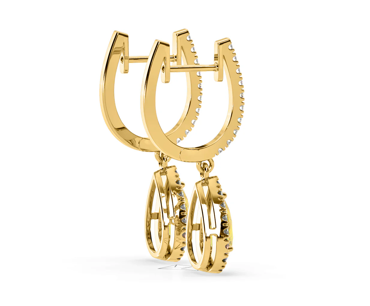 Diana Yellow Lab Diamond 1.48ct Pear Halo Drop Earrings in 18K Yellow Gold - Elara Collection - Image 63