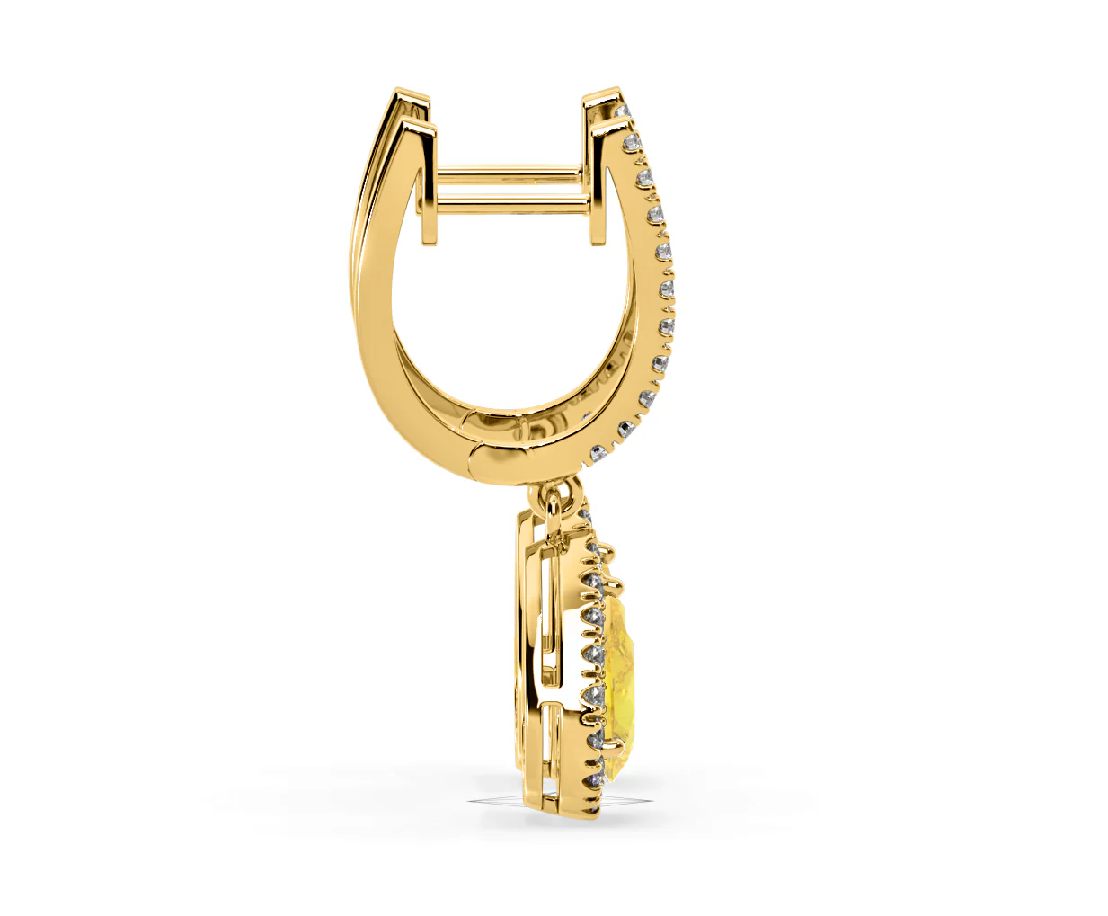 Diana Yellow Lab Diamond 1.48ct Pear Halo Drop Earrings in 18K Yellow Gold - Elara Collection - Image 67