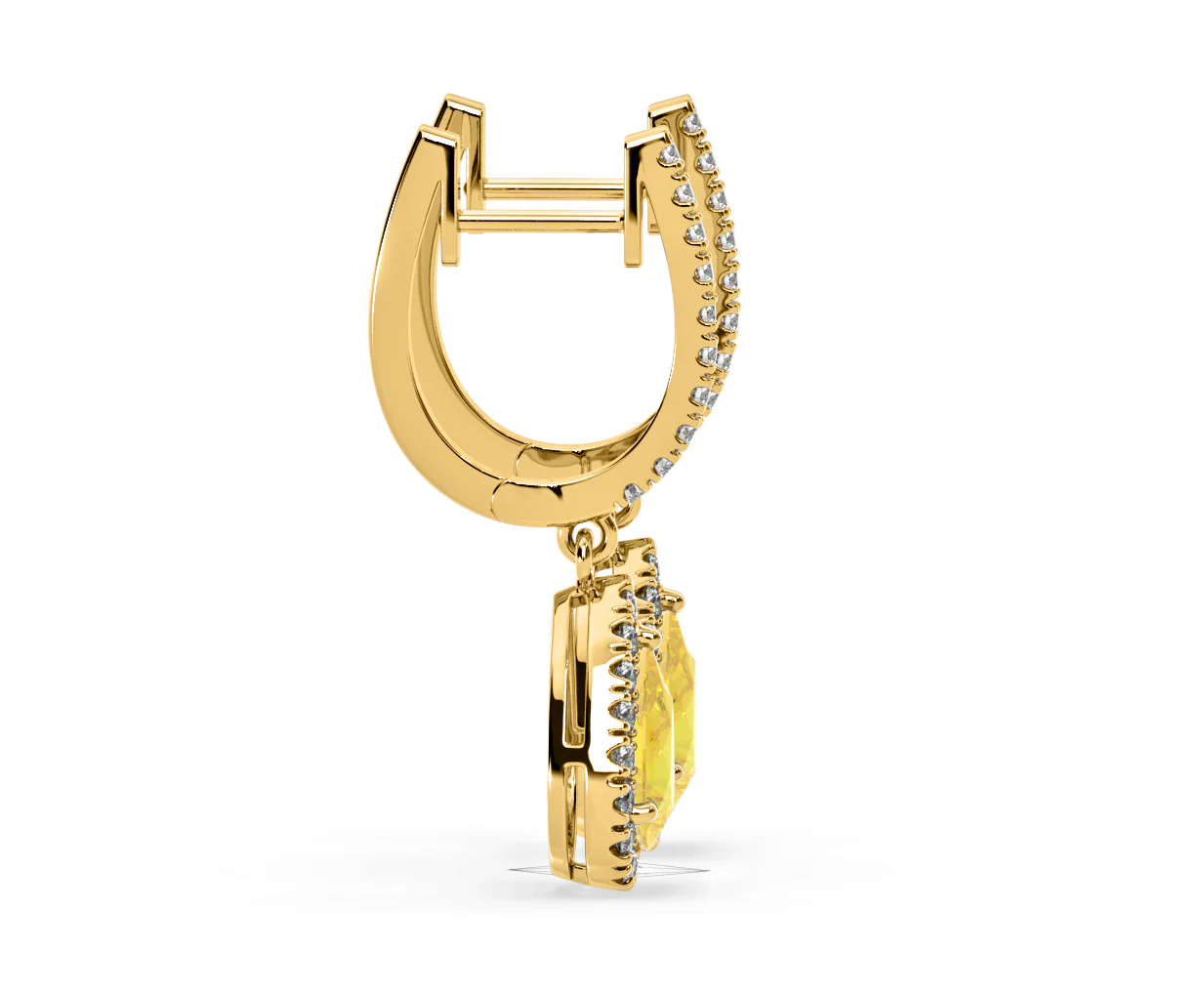 Diana Yellow Lab Diamond 1.48ct Pear Halo Drop Earrings in 18K Yellow Gold - Elara Collection - Image 68