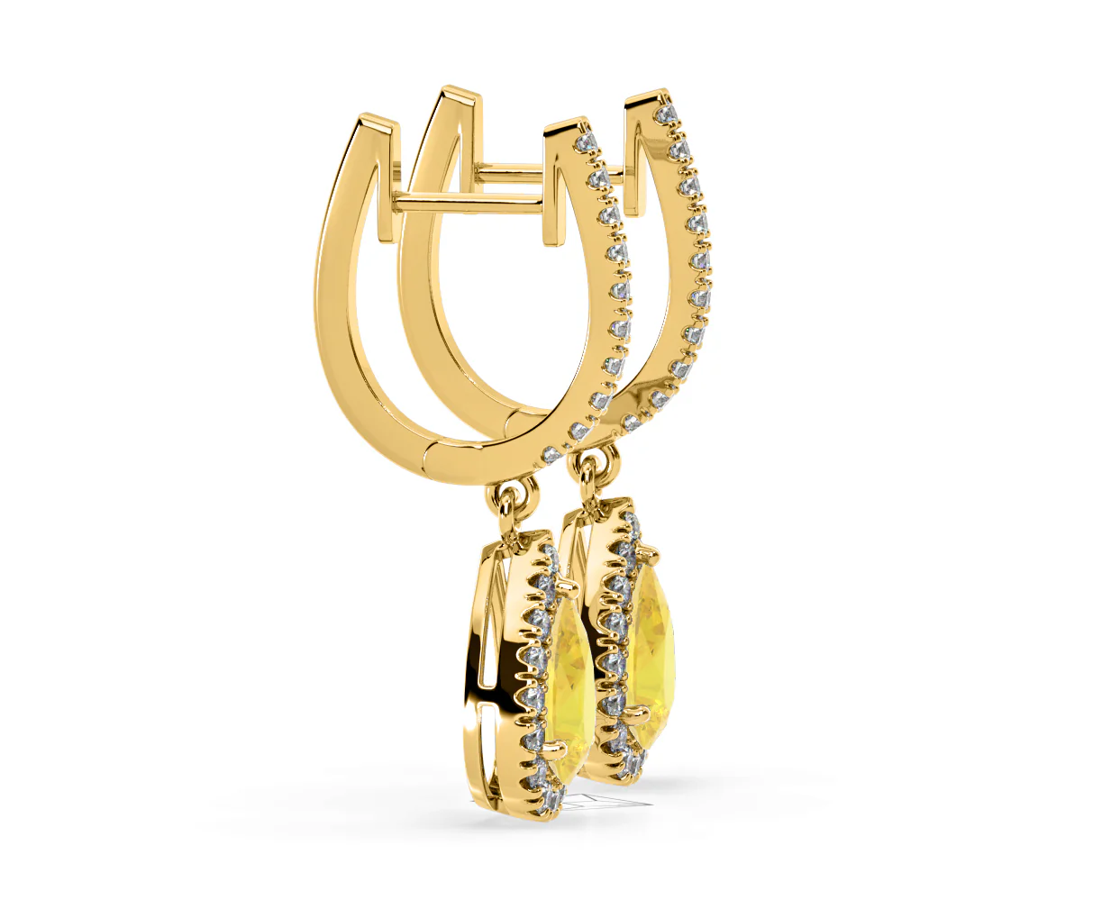 Diana Yellow Lab Diamond 1.48ct Pear Halo Drop Earrings in 18K Yellow Gold - Elara Collection - Image 70
