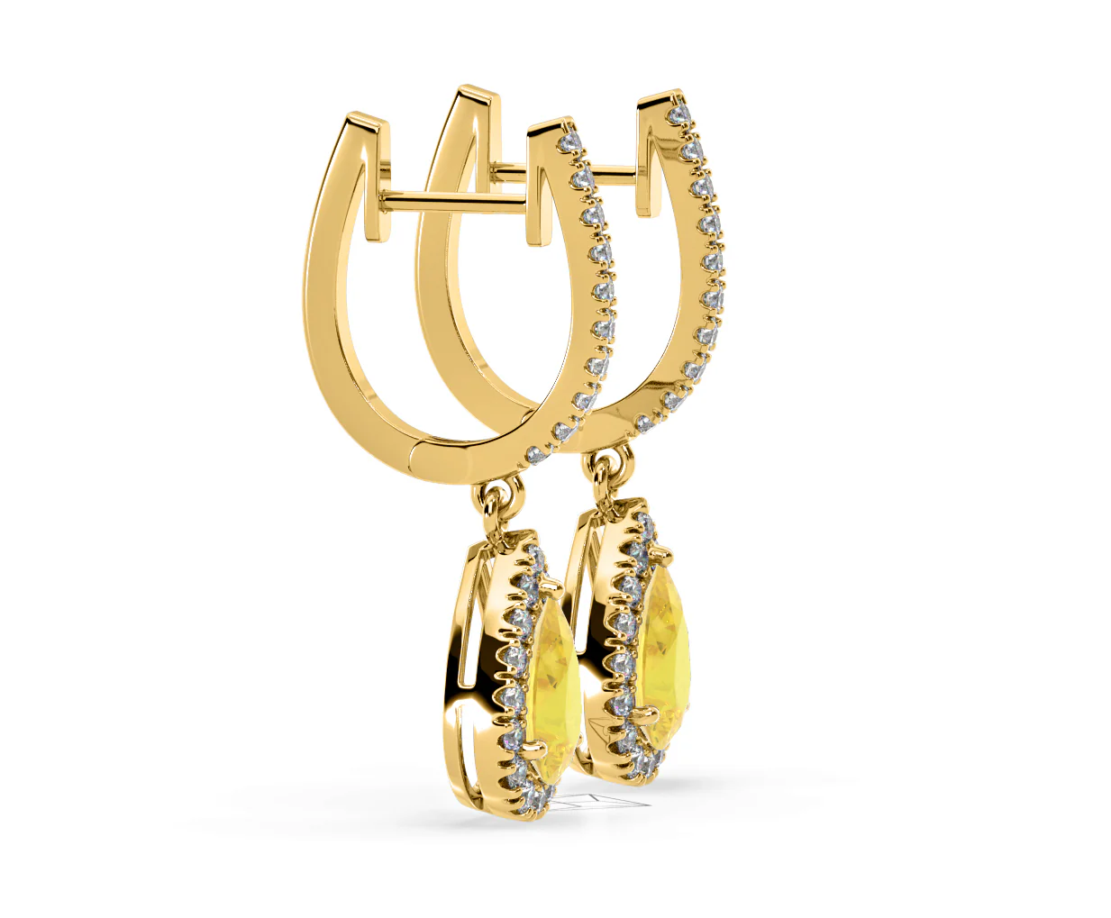 Diana Yellow Lab Diamond 1.48ct Pear Halo Drop Earrings in 18K Yellow Gold - Elara Collection - Image 71