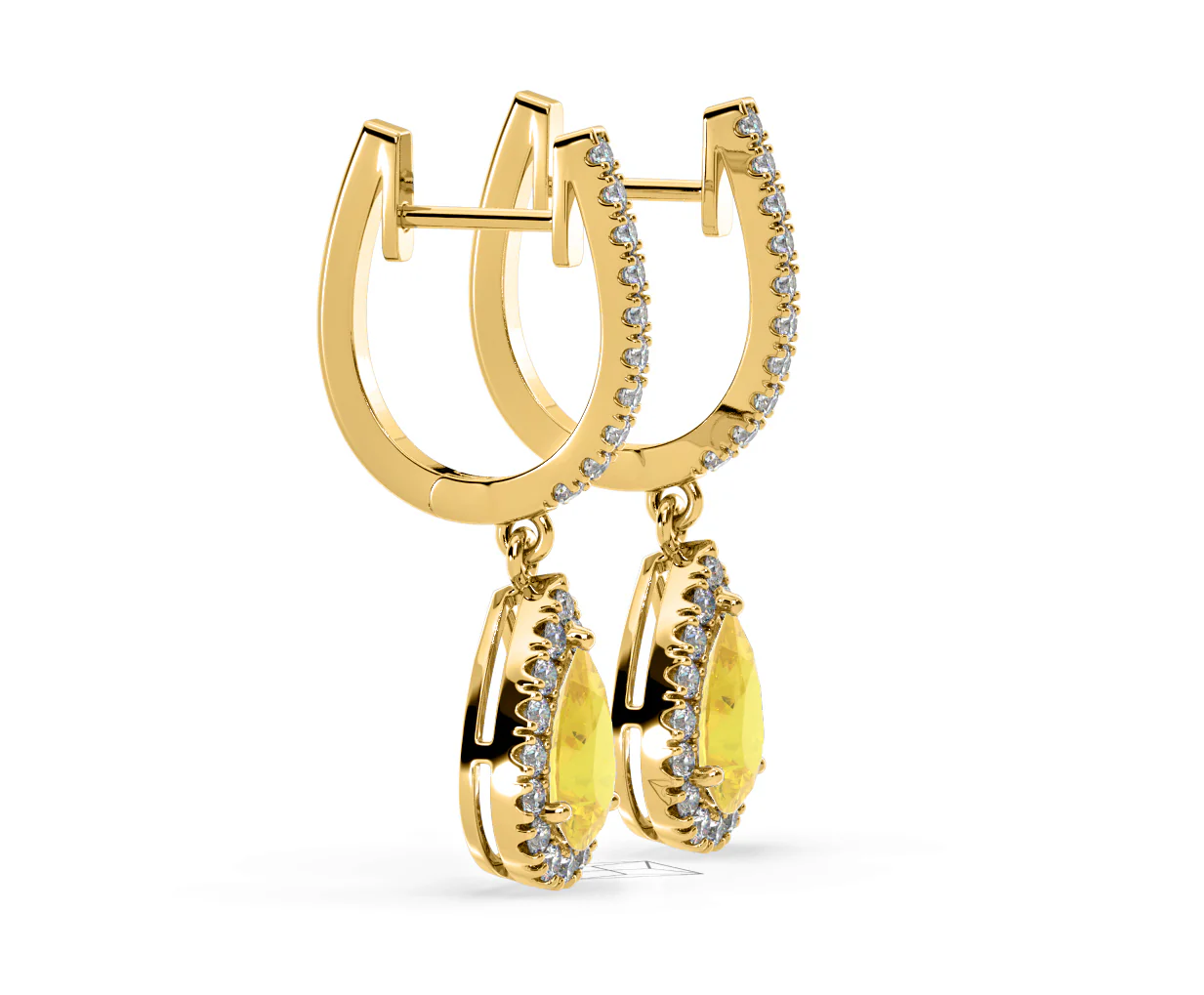 Diana Yellow Lab Diamond 1.48ct Pear Halo Drop Earrings in 18K Yellow Gold - Elara Collection - Image 72