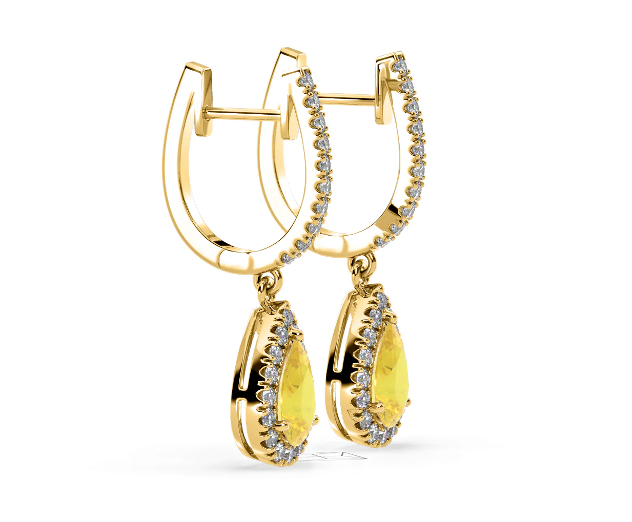 Diana Yellow Lab Diamond 1.48ct Pear Halo Drop Earrings in 18K Yellow Gold - Elara Collection - Image 73