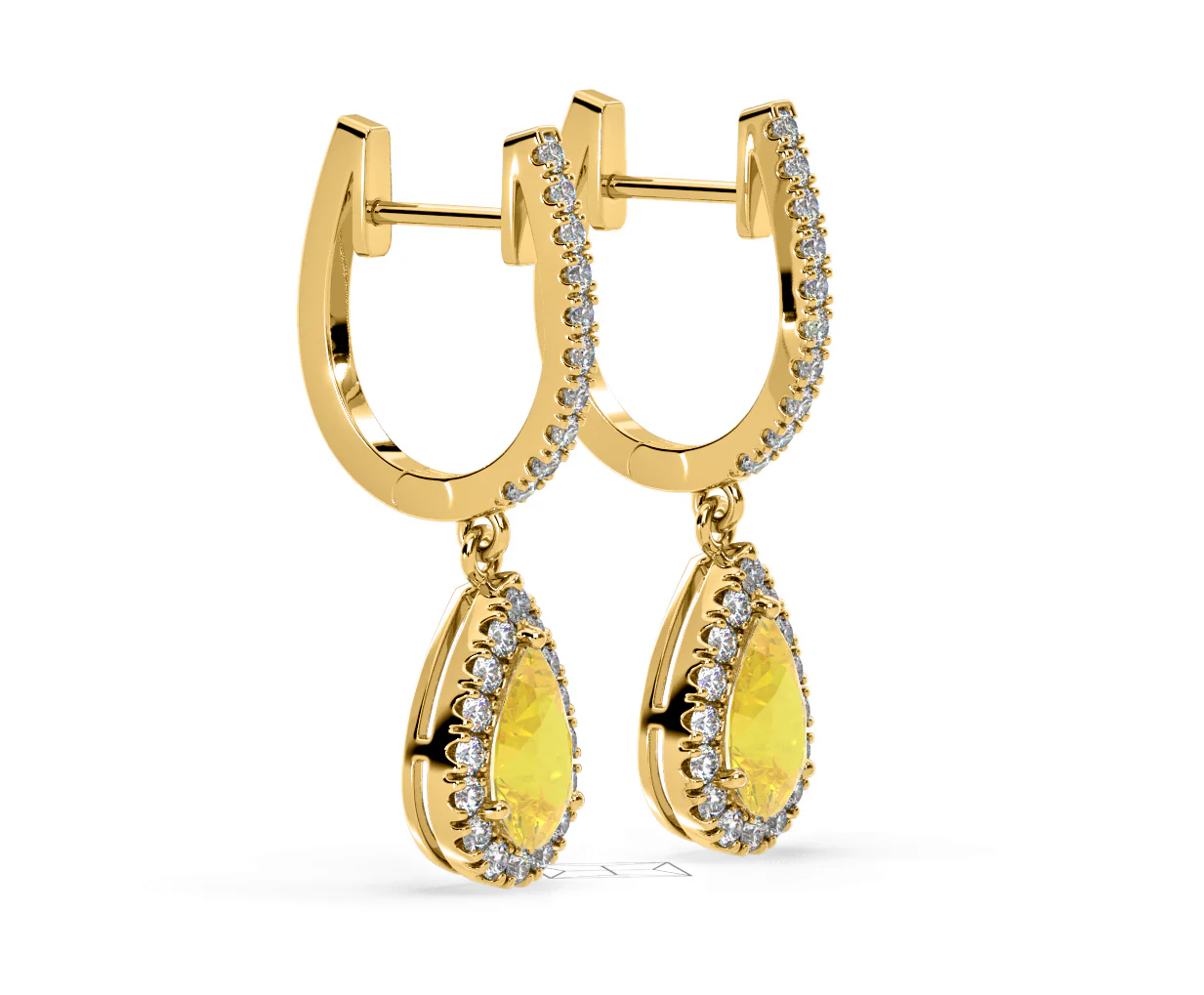 Diana Yellow Lab Diamond 1.48ct Pear Halo Drop Earrings in 18K Yellow Gold - Elara Collection - Image 75