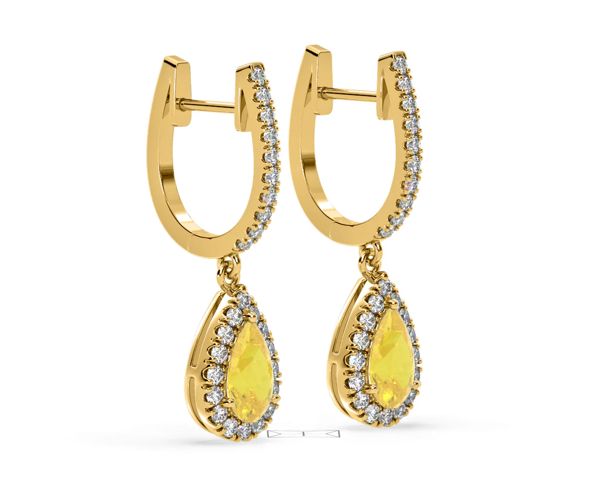 Diana Yellow Lab Diamond 1.48ct Pear Halo Drop Earrings in 18K Yellow Gold - Elara Collection - Image 77