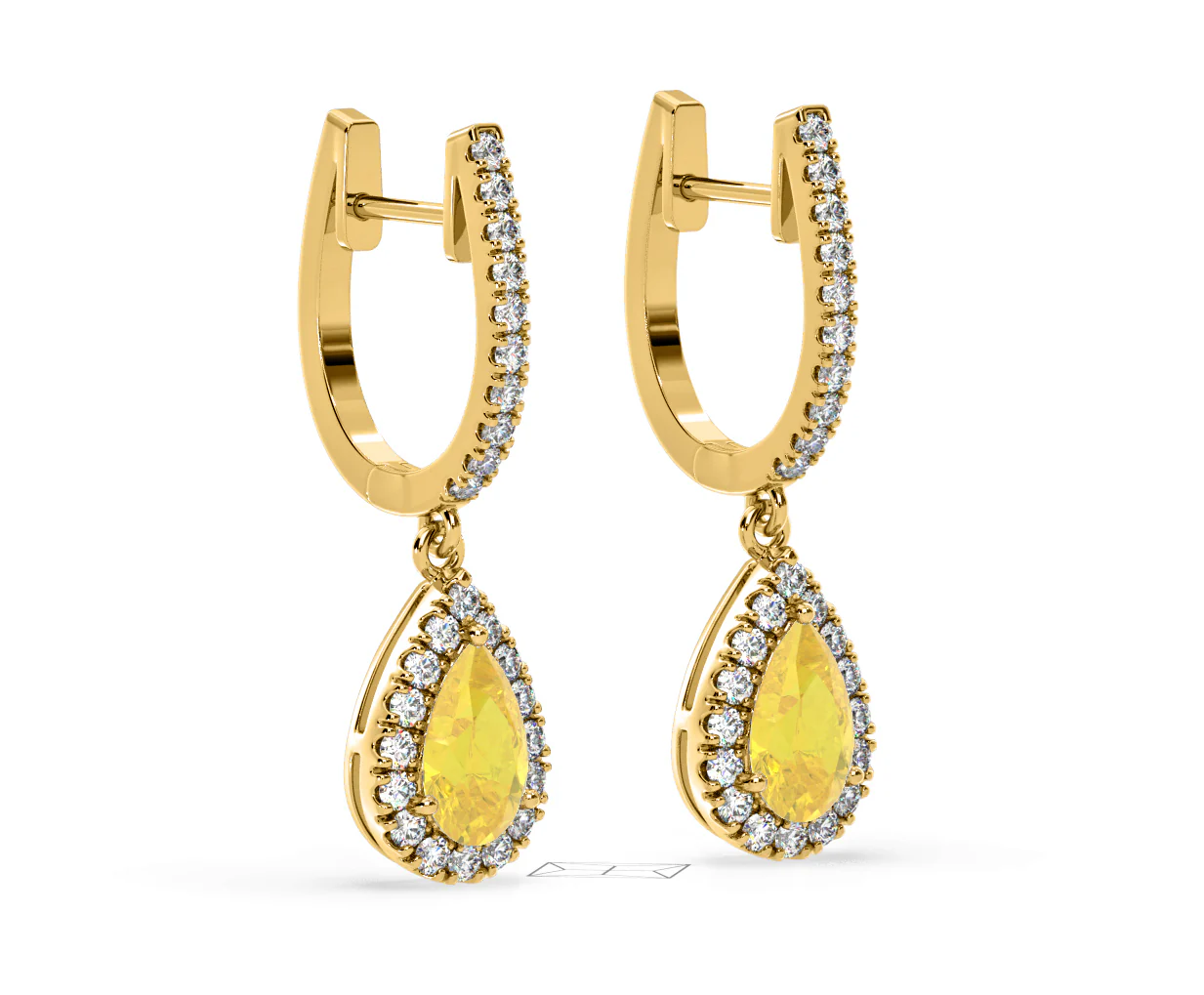 Diana Yellow Lab Diamond 1.48ct Pear Halo Drop Earrings in 18K Yellow Gold - Elara Collection - Image 79