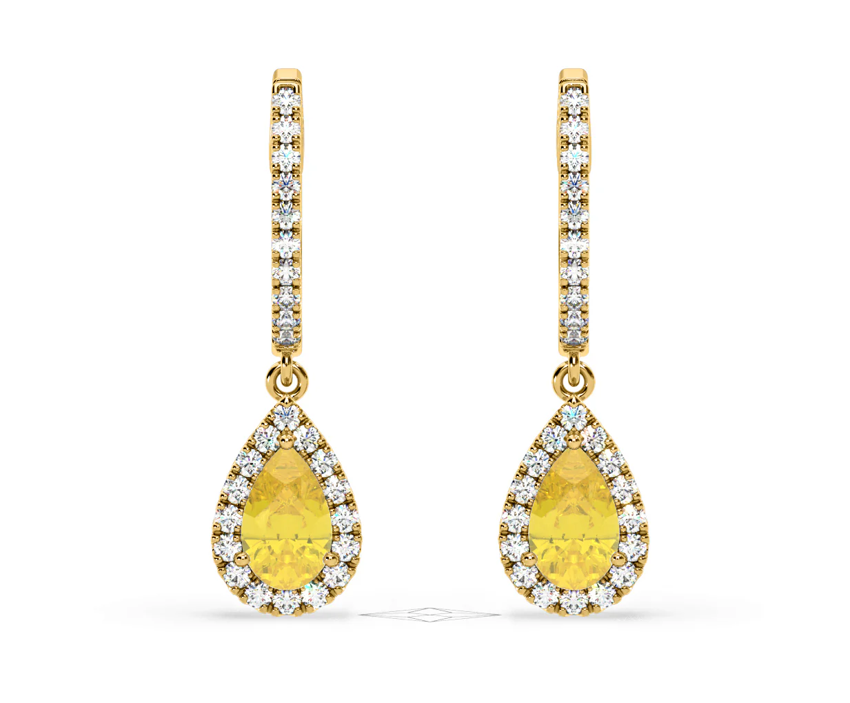 Diana Yellow Lab Diamond 1.48ct Pear Halo Drop Earrings in 18K Yellow Gold - Elara Collection - Image 8