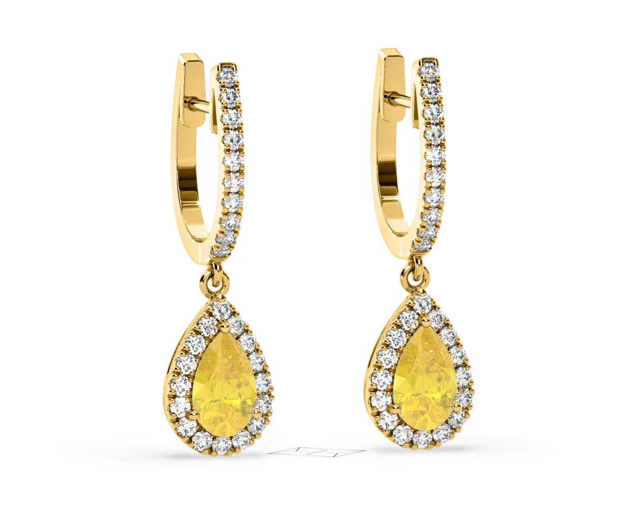 Diana Yellow Lab Diamond 1.48ct Pear Halo Drop Earrings in 18K Yellow Gold - Elara Collection - Image 83