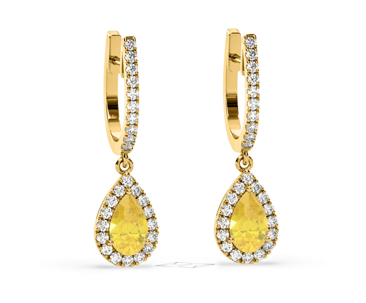 Diana Yellow Lab Diamond 1.48ct Pear Halo Drop Earrings in 18K Yellow Gold - Elara Collection - Image 84