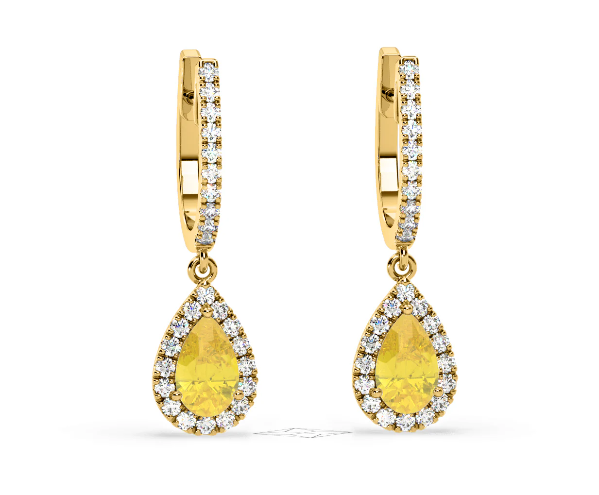 Diana Yellow Lab Diamond 1.48ct Pear Halo Drop Earrings in 18K Yellow Gold - Elara Collection - Image 85