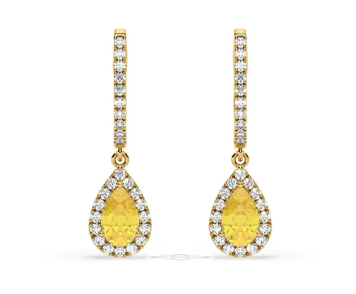 Diana Yellow Lab Diamond 1.48ct Pear Halo Drop Earrings in 18K Yellow Gold - Elara Collection - Image 87