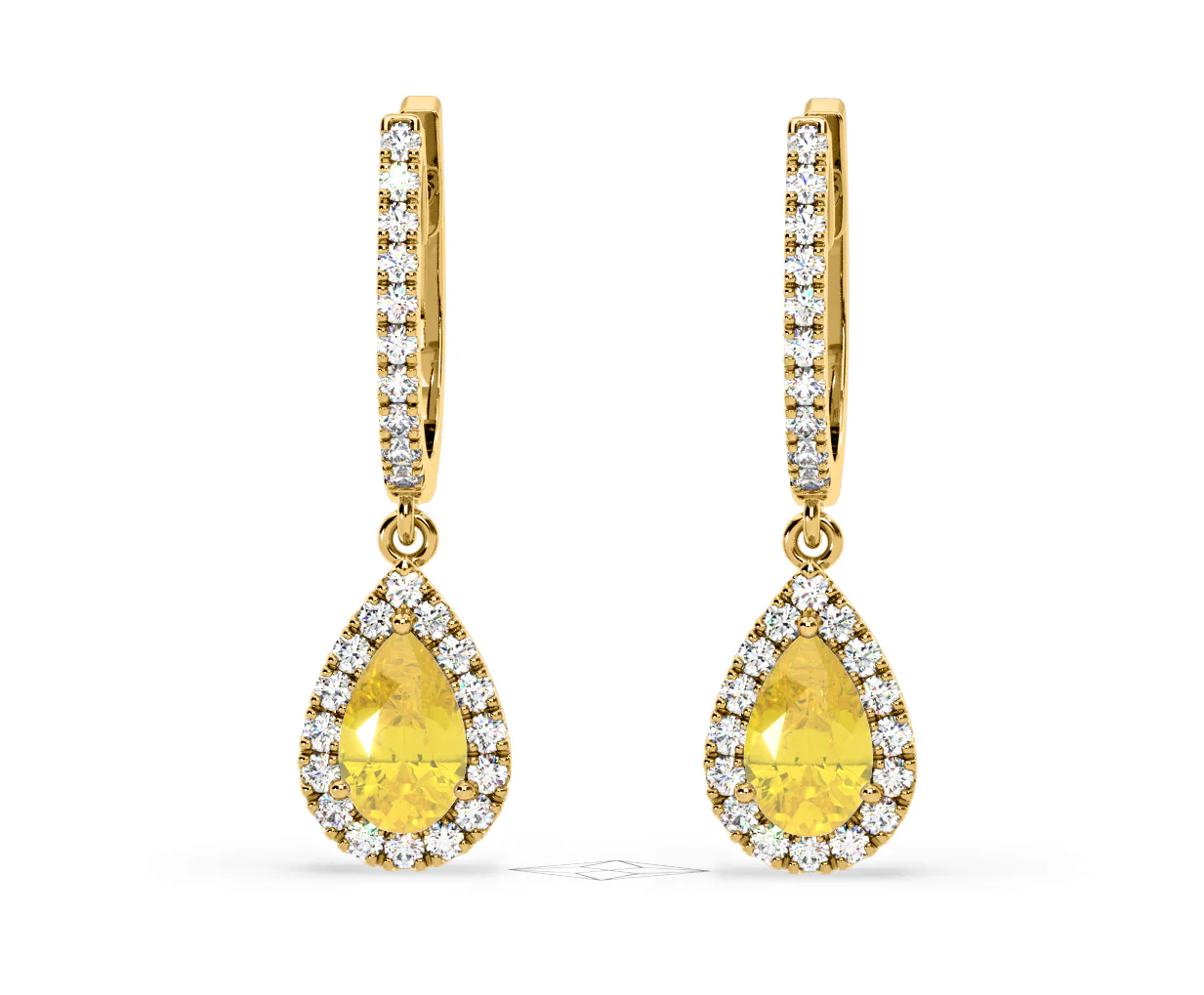 Diana Yellow Lab Diamond 1.48ct Pear Halo Drop Earrings in 18K Yellow Gold - Elara Collection - Image 9