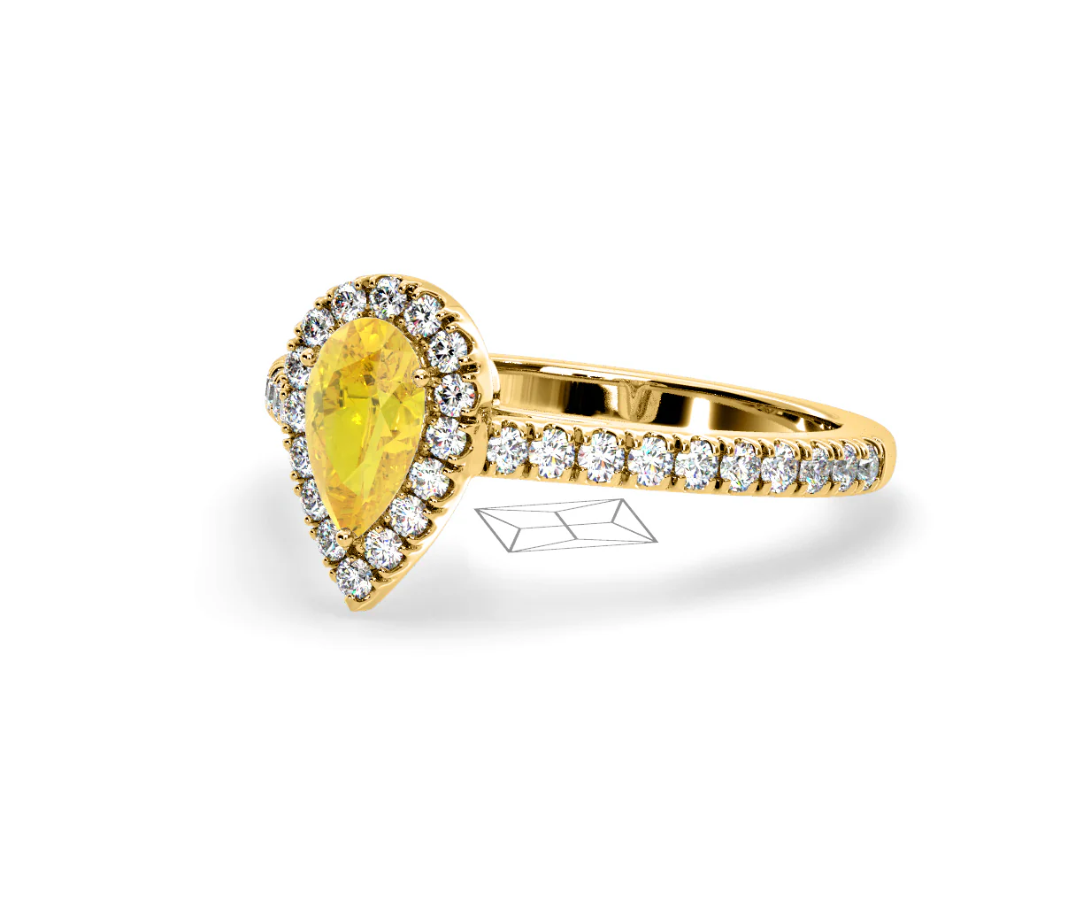 Diana Yellow Lab Diamond Pear Halo Ring 1.00ct in 18K Yellow Gold - Elara Collection - Image 14