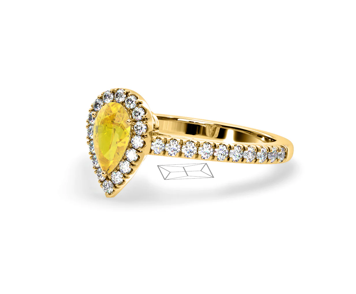 Diana Yellow Lab Diamond Pear Halo Ring 1.00ct in 18K Yellow Gold - Elara Collection - Image 15