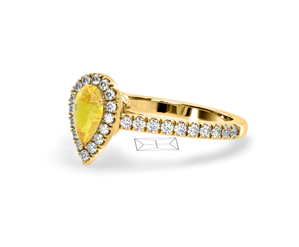 Diana Yellow Lab Diamond Pear Halo Ring 1.00ct in 18K Yellow Gold - Elara Collection - Image 16