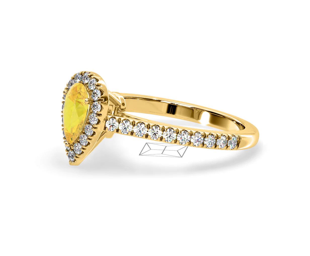 Diana Yellow Lab Diamond Pear Halo Ring 1.00ct in 18K Yellow Gold - Elara Collection - Image 19