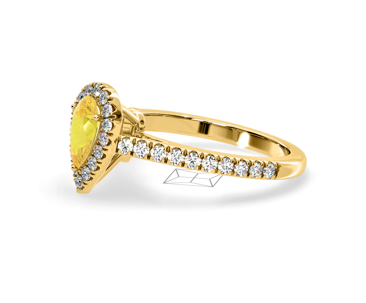Diana Yellow Lab Diamond Pear Halo Ring 1.00ct in 18K Yellow Gold - Elara Collection - Image 20