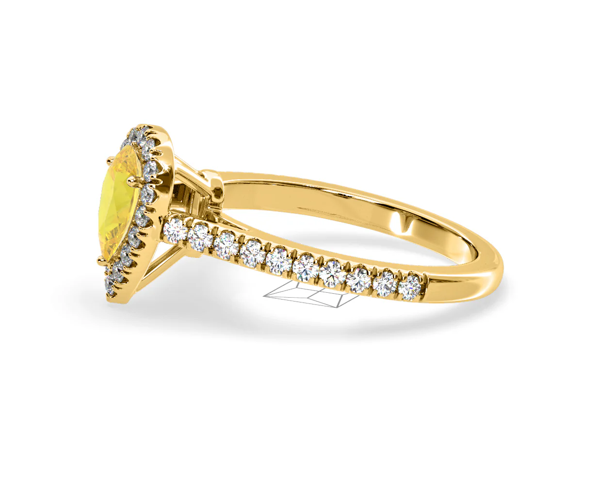Diana Yellow Lab Diamond Pear Halo Ring 1.00ct in 18K Yellow Gold - Elara Collection - Image 23