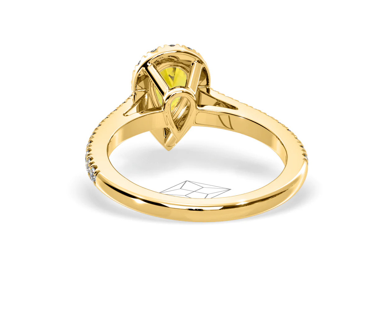 Diana Yellow Lab Diamond Pear Halo Ring 1.00ct in 18K Yellow Gold - Elara Collection - Image 44