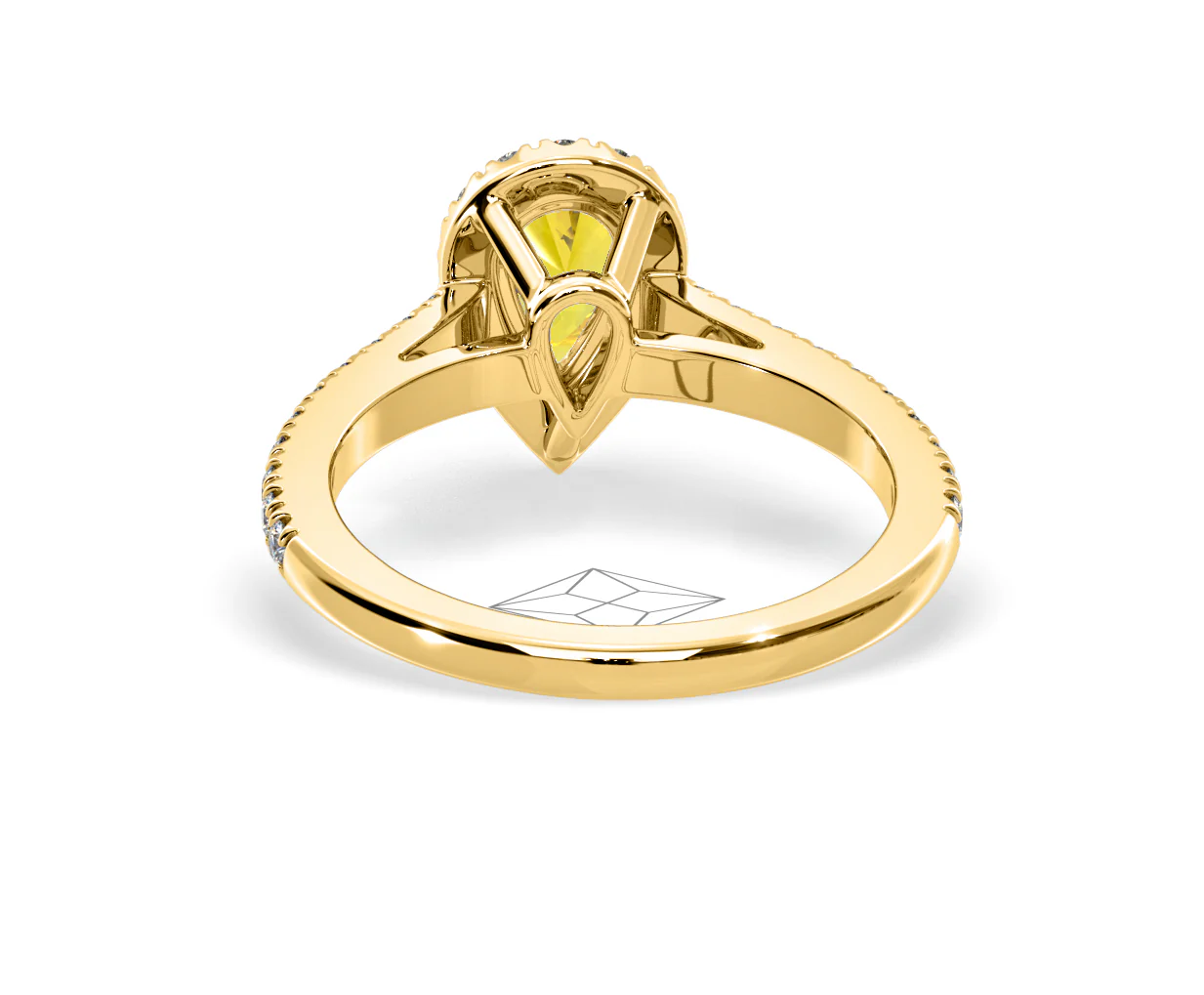 Diana Yellow Lab Diamond Pear Halo Ring 1.00ct in 18K Yellow Gold - Elara Collection - Image 45
