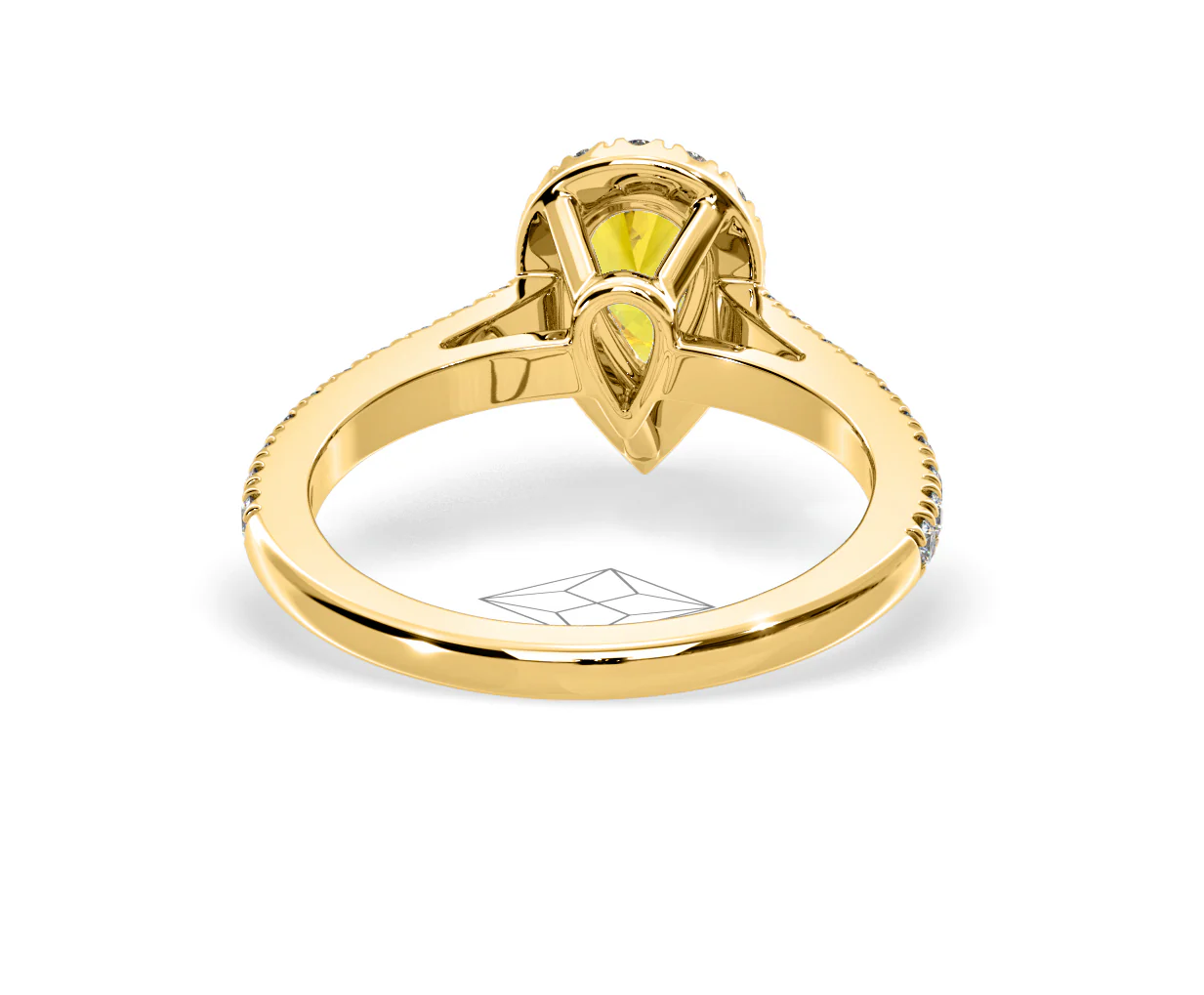 Diana Yellow Lab Diamond Pear Halo Ring 1.00ct in 18K Yellow Gold - Elara Collection - Image 48