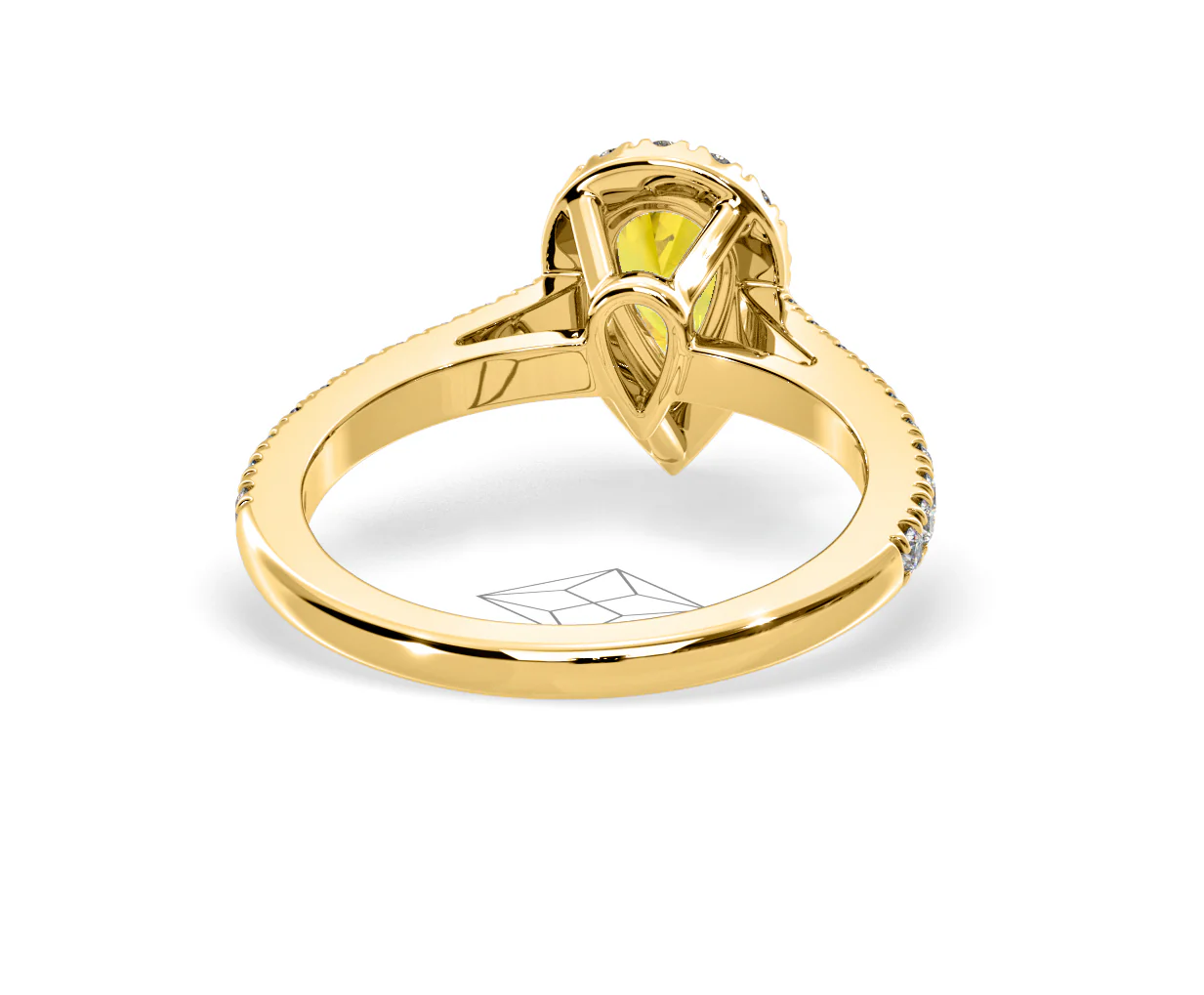 Diana Yellow Lab Diamond Pear Halo Ring 1.00ct in 18K Yellow Gold - Elara Collection - Image 49
