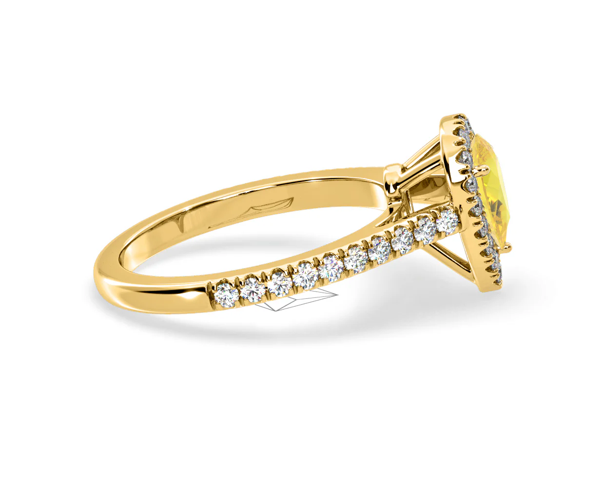 Diana Yellow Lab Diamond Pear Halo Ring 1.00ct in 18K Yellow Gold - Elara Collection - Image 67