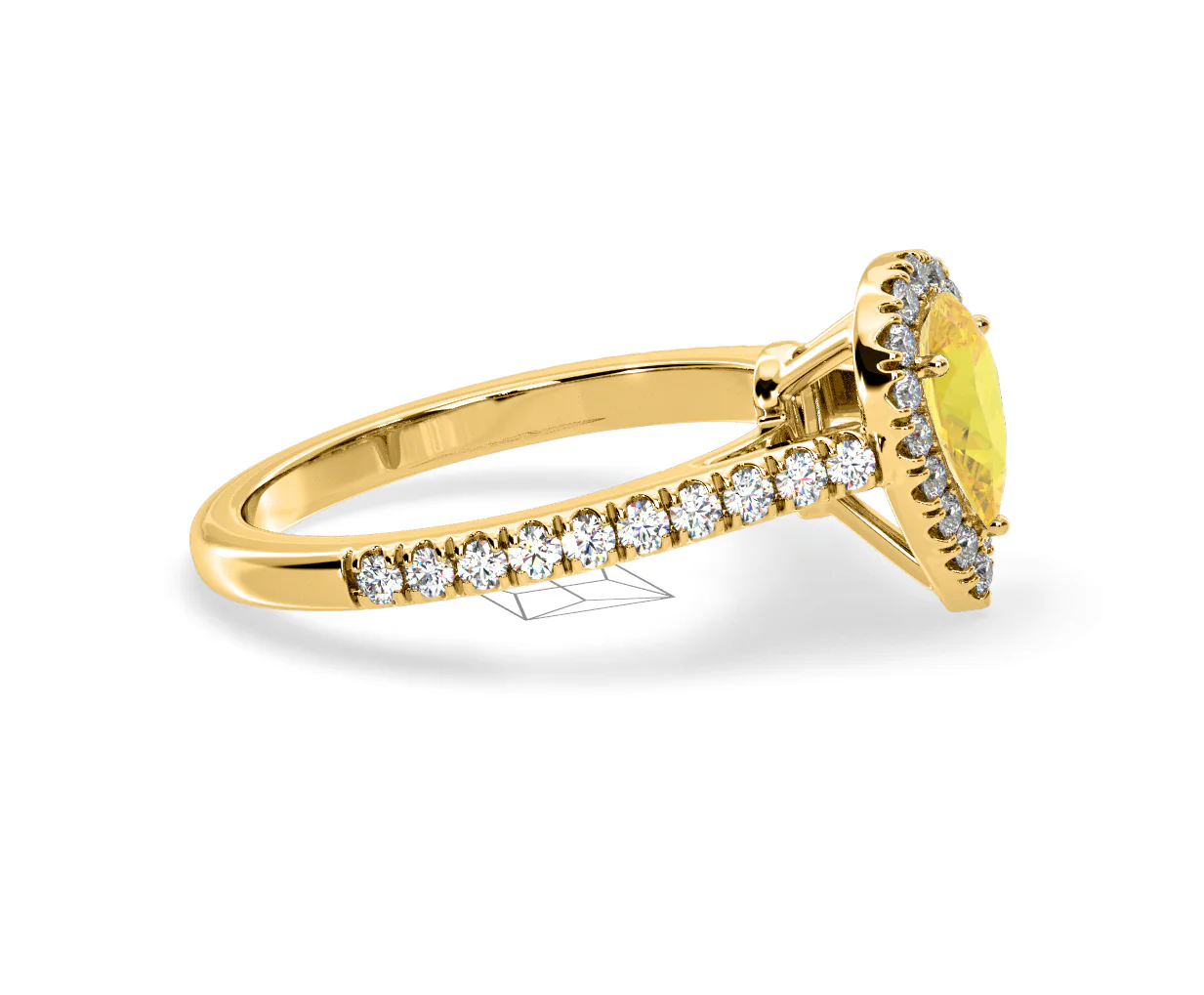 Diana Yellow Lab Diamond Pear Halo Ring 1.00ct in 18K Yellow Gold - Elara Collection - Image 70