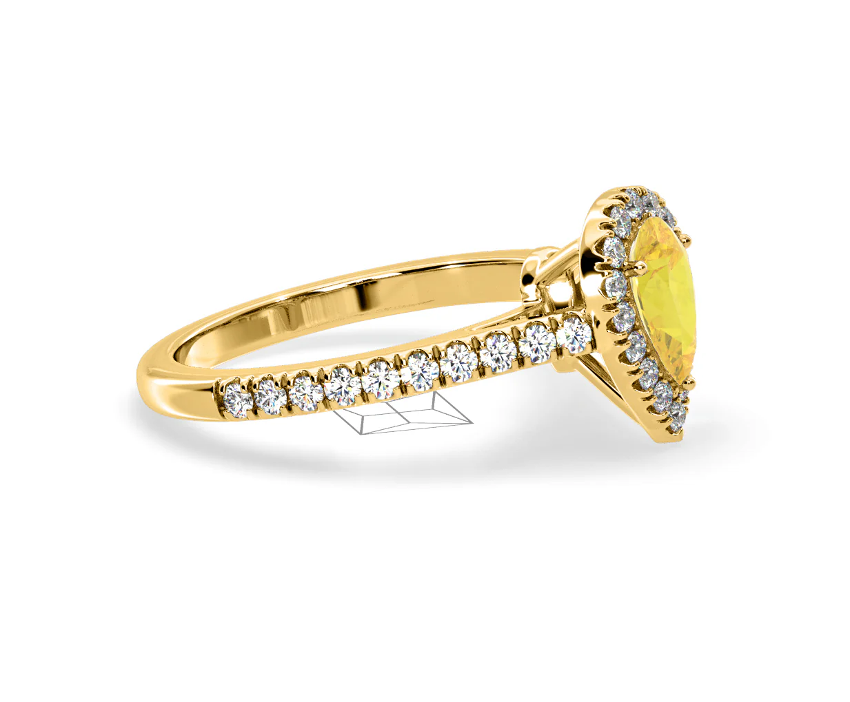 Diana Yellow Lab Diamond Pear Halo Ring 1.00ct in 18K Yellow Gold - Elara Collection - Image 72