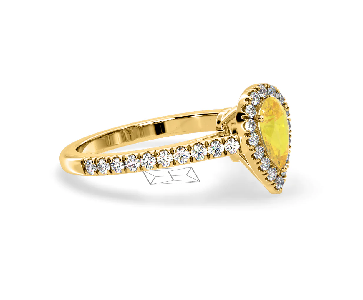 Diana Yellow Lab Diamond Pear Halo Ring 1.00ct in 18K Yellow Gold - Elara Collection - Image 74