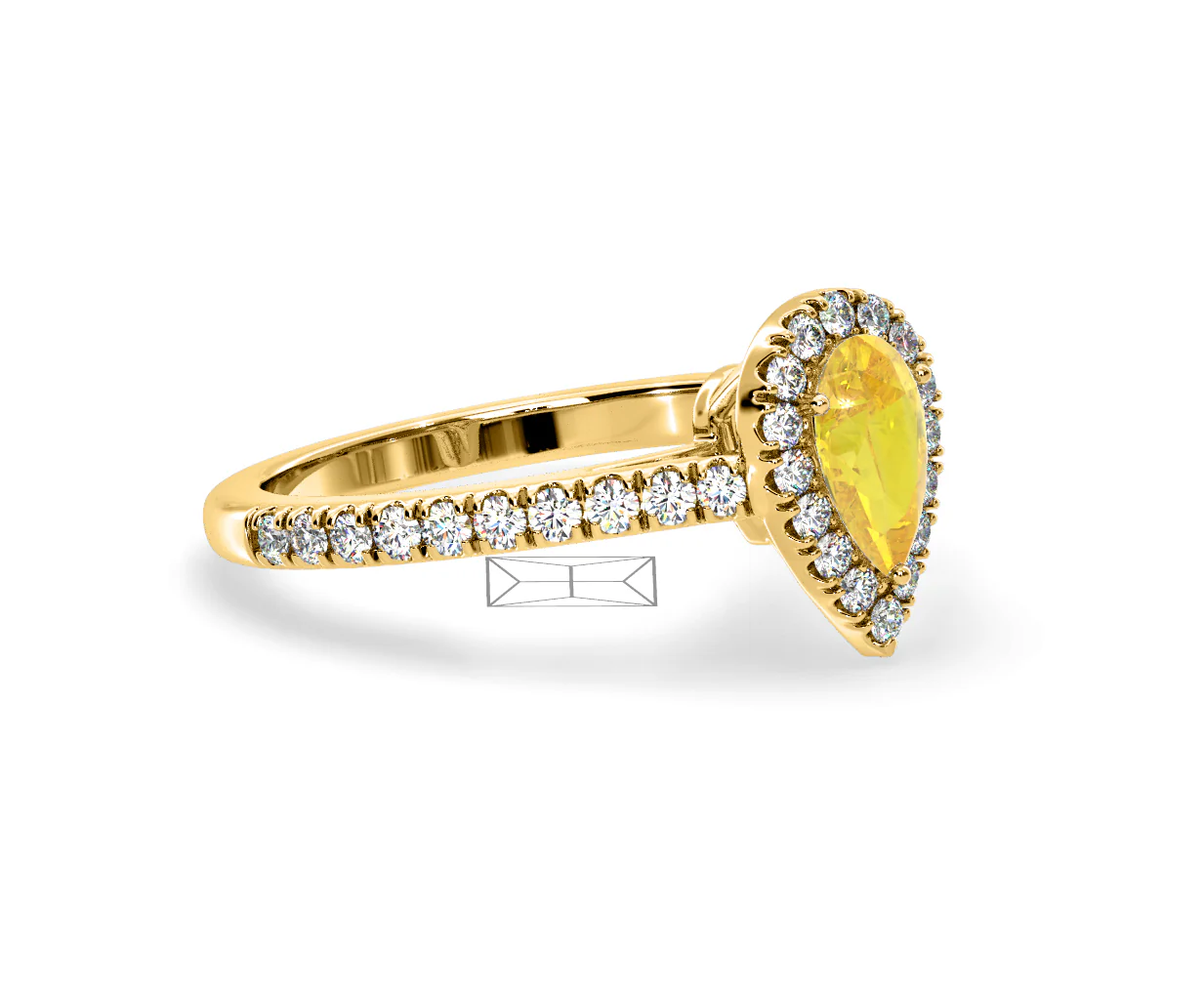Diana Yellow Lab Diamond Pear Halo Ring 1.00ct in 18K Yellow Gold - Elara Collection - Image 76