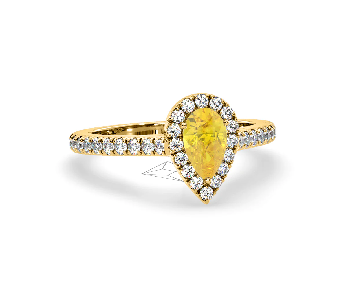 Diana Yellow Lab Diamond Pear Halo Ring 1.00ct in 18K Yellow Gold - Elara Collection - Image 83