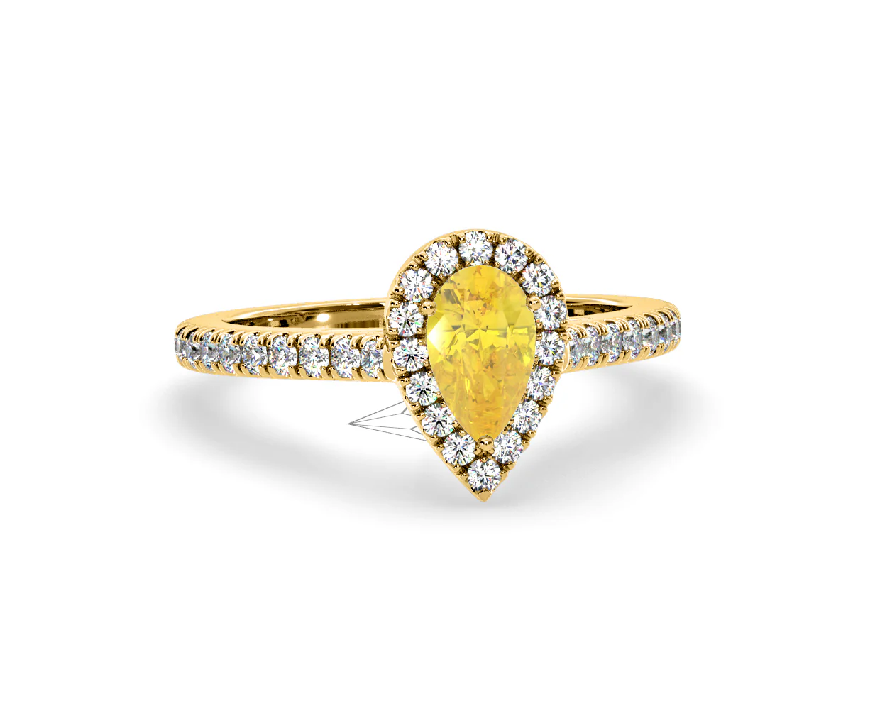 Diana Yellow Lab Diamond Pear Halo Ring 1.00ct in 18K Yellow Gold - Elara Collection - Image 84