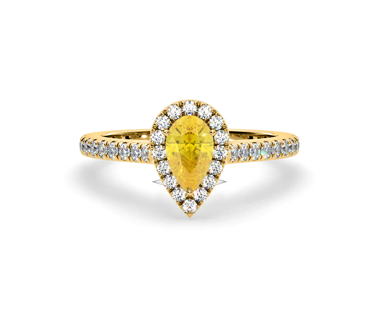 Diana Yellow Lab Diamond Pear Halo Ring 1.00ct in 18K Yellow Gold - Elara Collection - Image 86