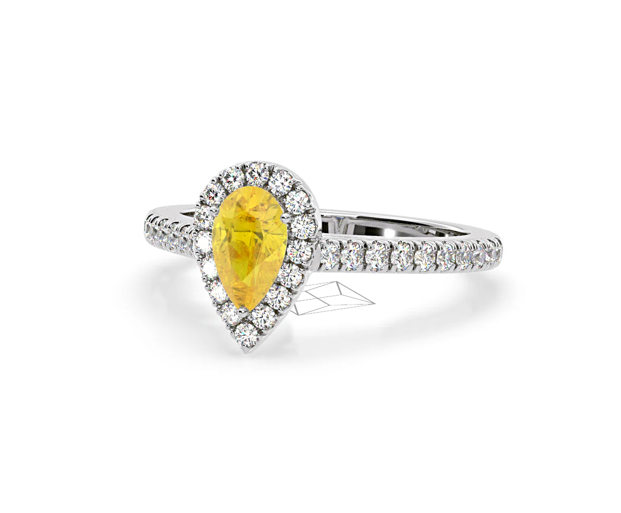 Diana Yellow Lab Diamond Pear Halo Ring 1.00ct in Platinum - Elara Collection - Image 11