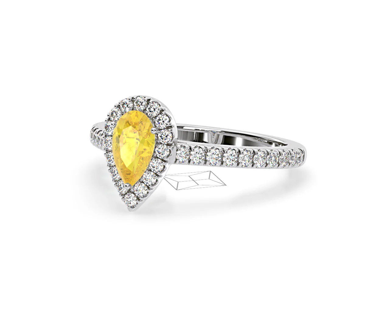 Diana Yellow Lab Diamond Pear Halo Ring 1.00ct in Platinum - Elara Collection - Image 13