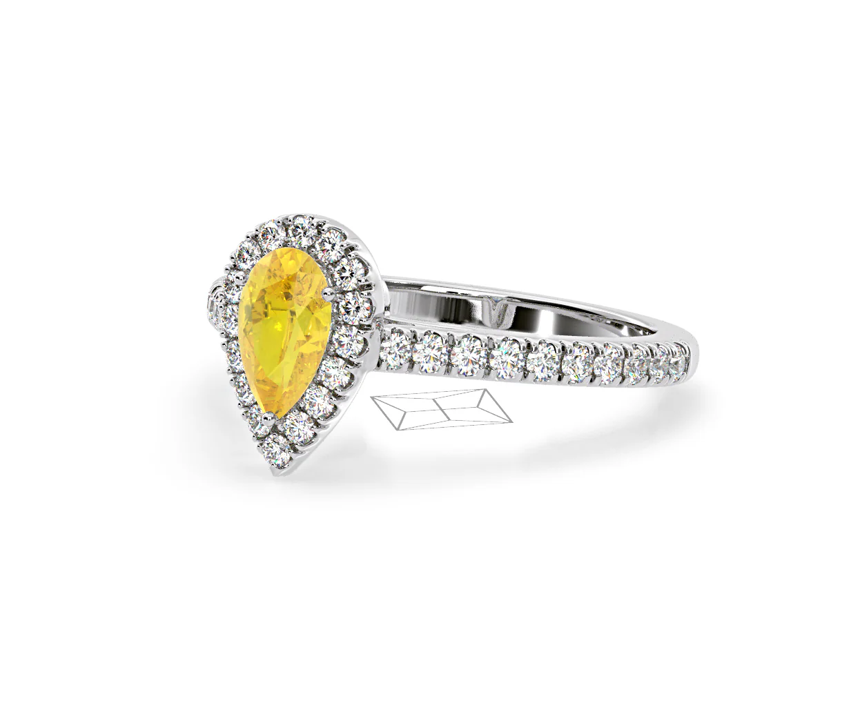 Diana Yellow Lab Diamond Pear Halo Ring 1.00ct in Platinum - Elara Collection - Image 14