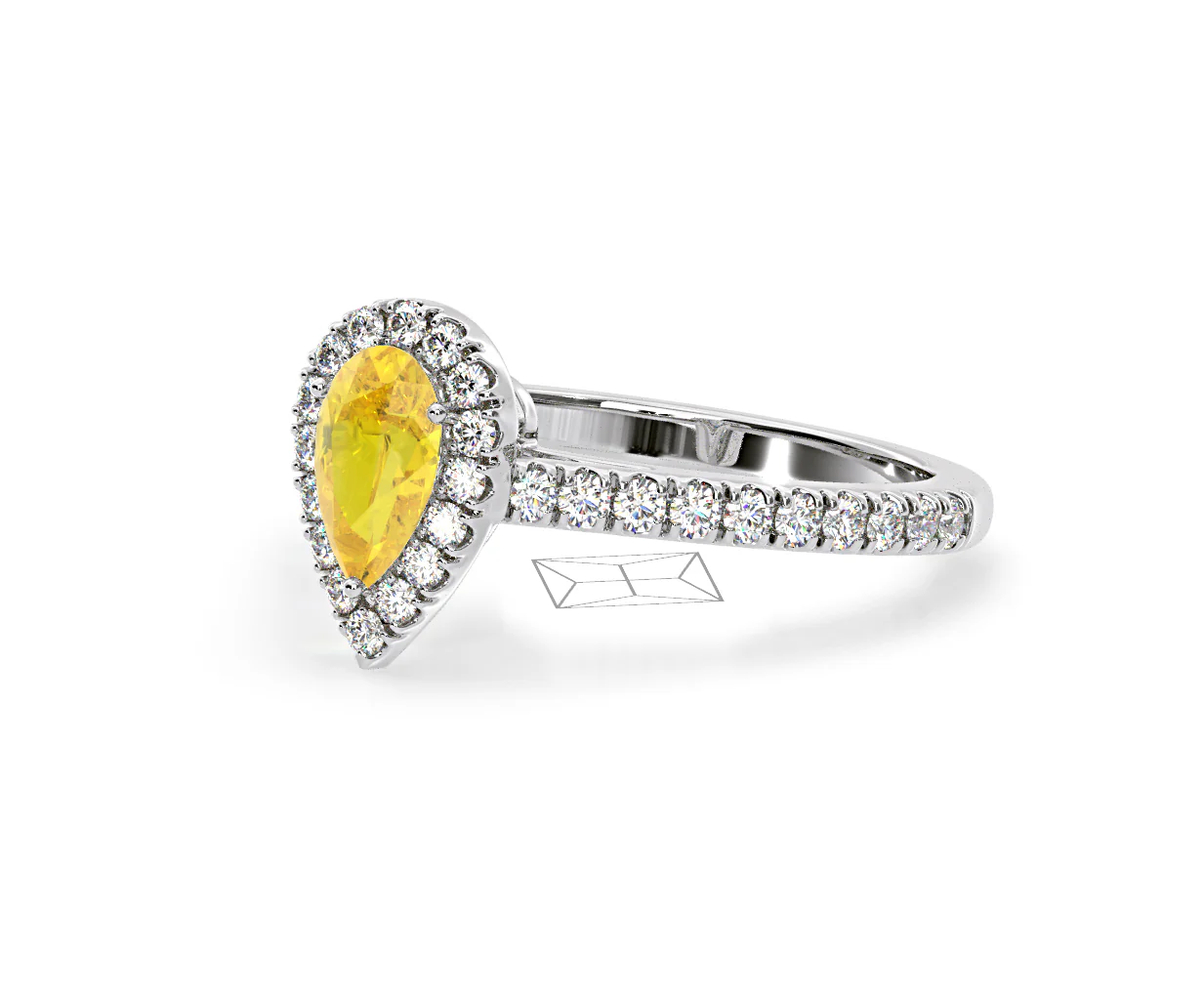 Diana Yellow Lab Diamond Pear Halo Ring 1.00ct in Platinum - Elara Collection - Image 15