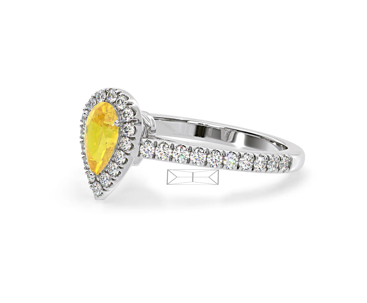 Diana Yellow Lab Diamond Pear Halo Ring 1.00ct in Platinum - Elara Collection - Image 17