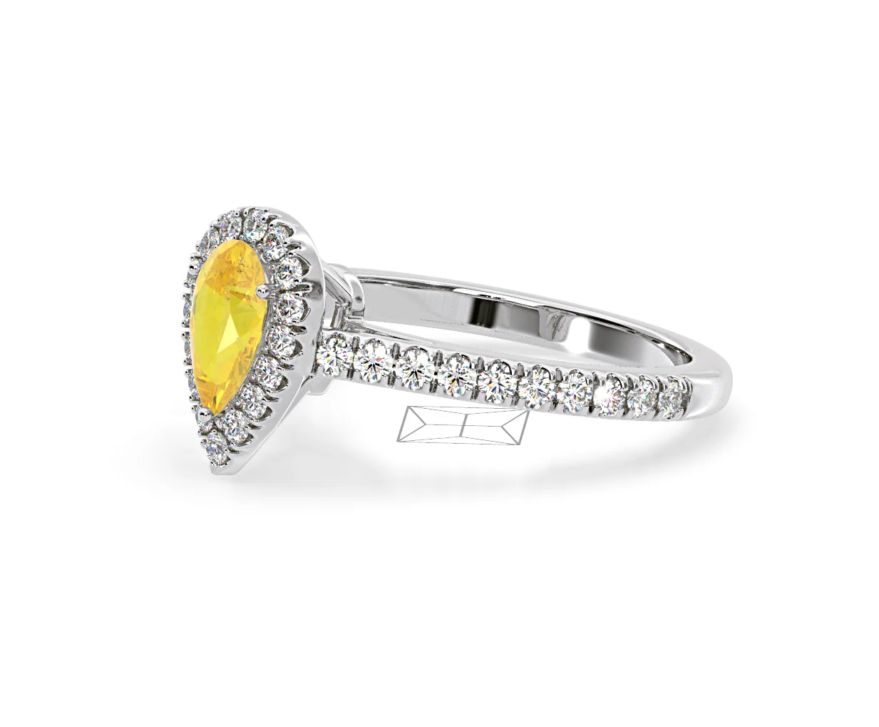 Diana Yellow Lab Diamond Pear Halo Ring 1.00ct in Platinum - Elara Collection - Image 18