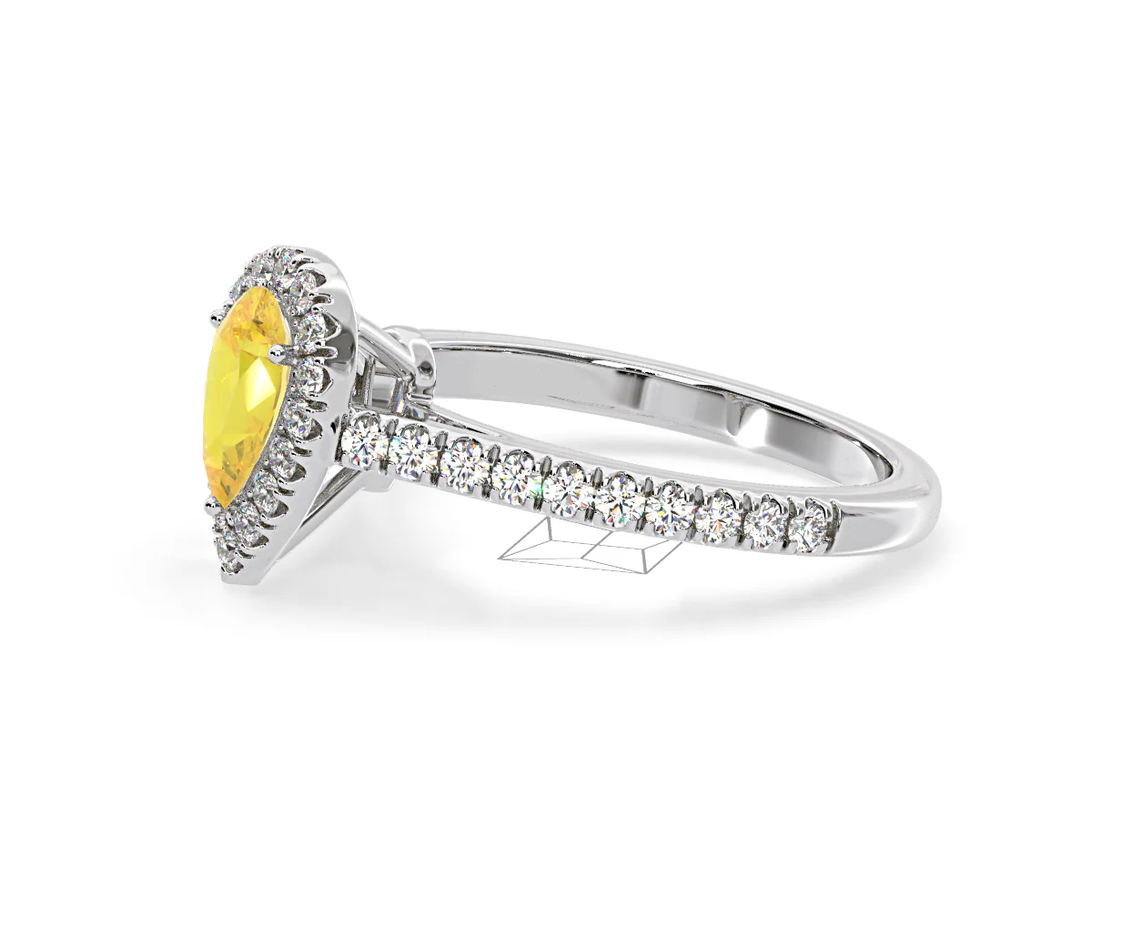 Diana Yellow Lab Diamond Pear Halo Ring 1.00ct in Platinum - Elara Collection - Image 21