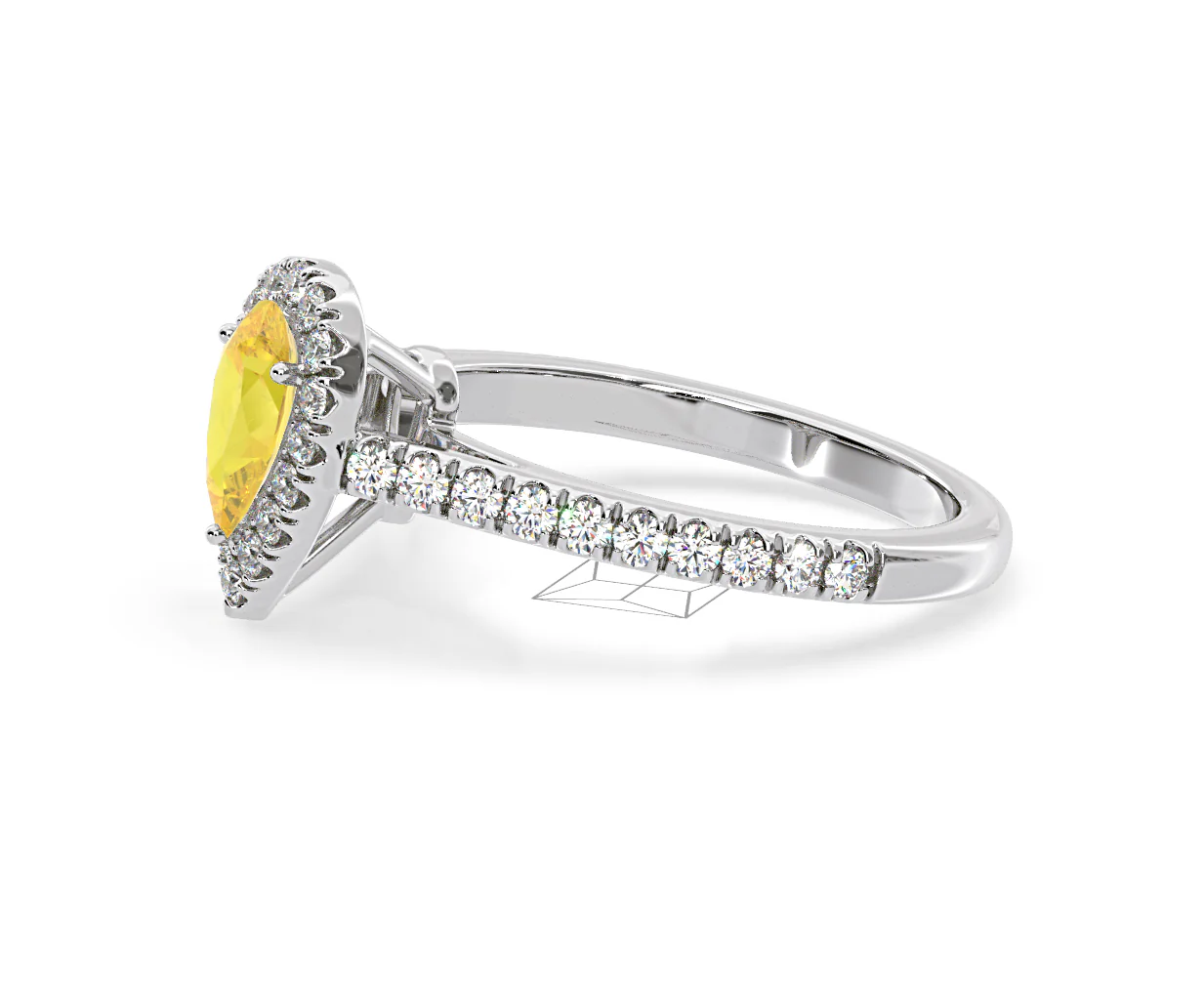 Diana Yellow Lab Diamond Pear Halo Ring 1.00ct in Platinum - Elara Collection - Image 22