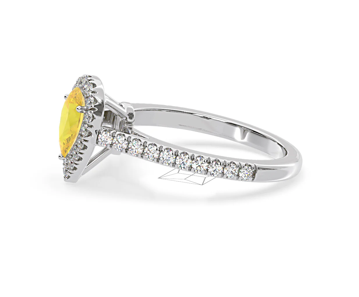 Diana Yellow Lab Diamond Pear Halo Ring 1.00ct in Platinum - Elara Collection - Image 23