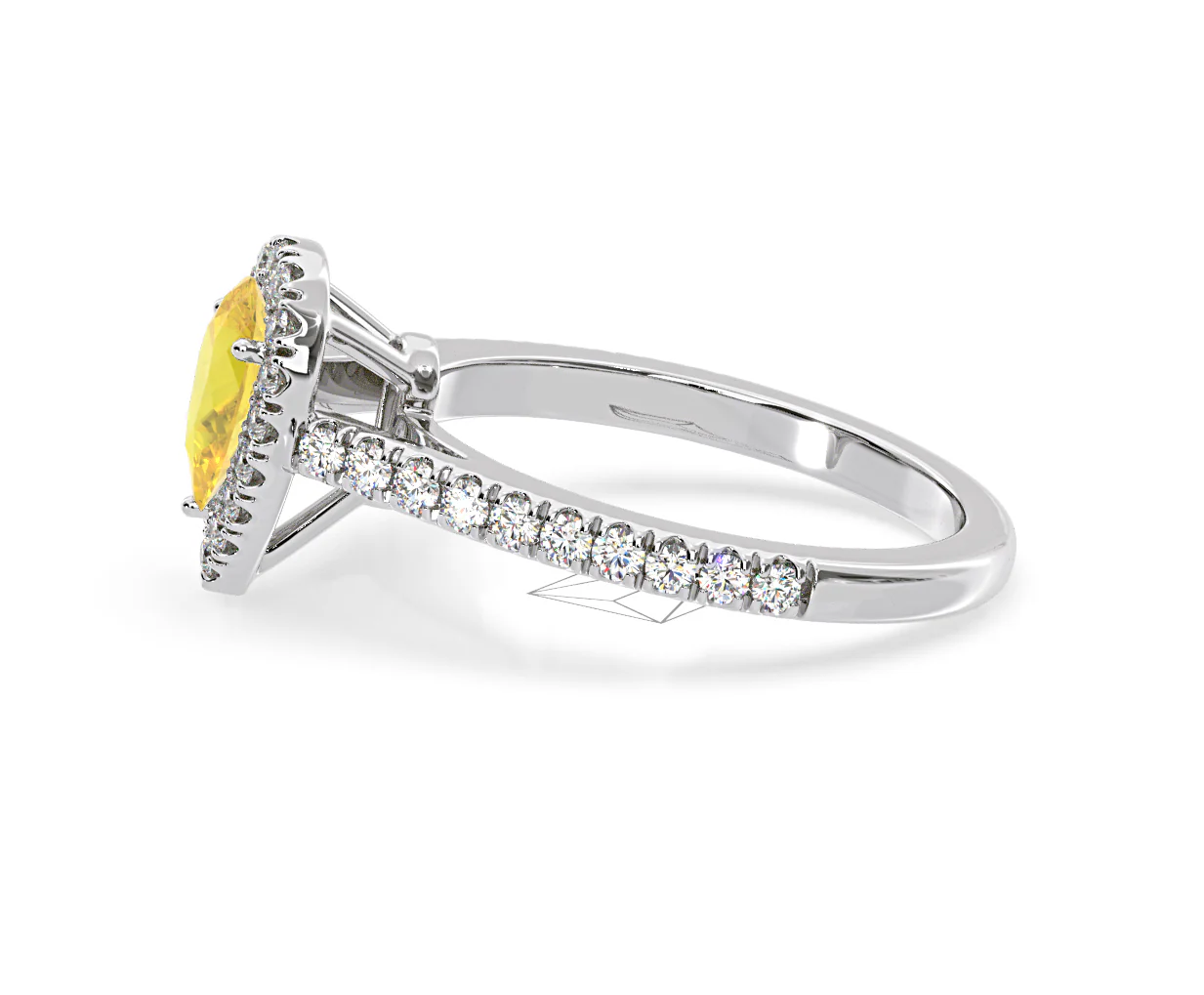 Diana Yellow Lab Diamond Pear Halo Ring 1.00ct in Platinum - Elara Collection - Image 25