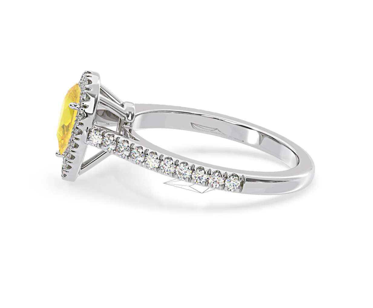 Diana Yellow Lab Diamond Pear Halo Ring 1.00ct in Platinum - Elara Collection - Image 26