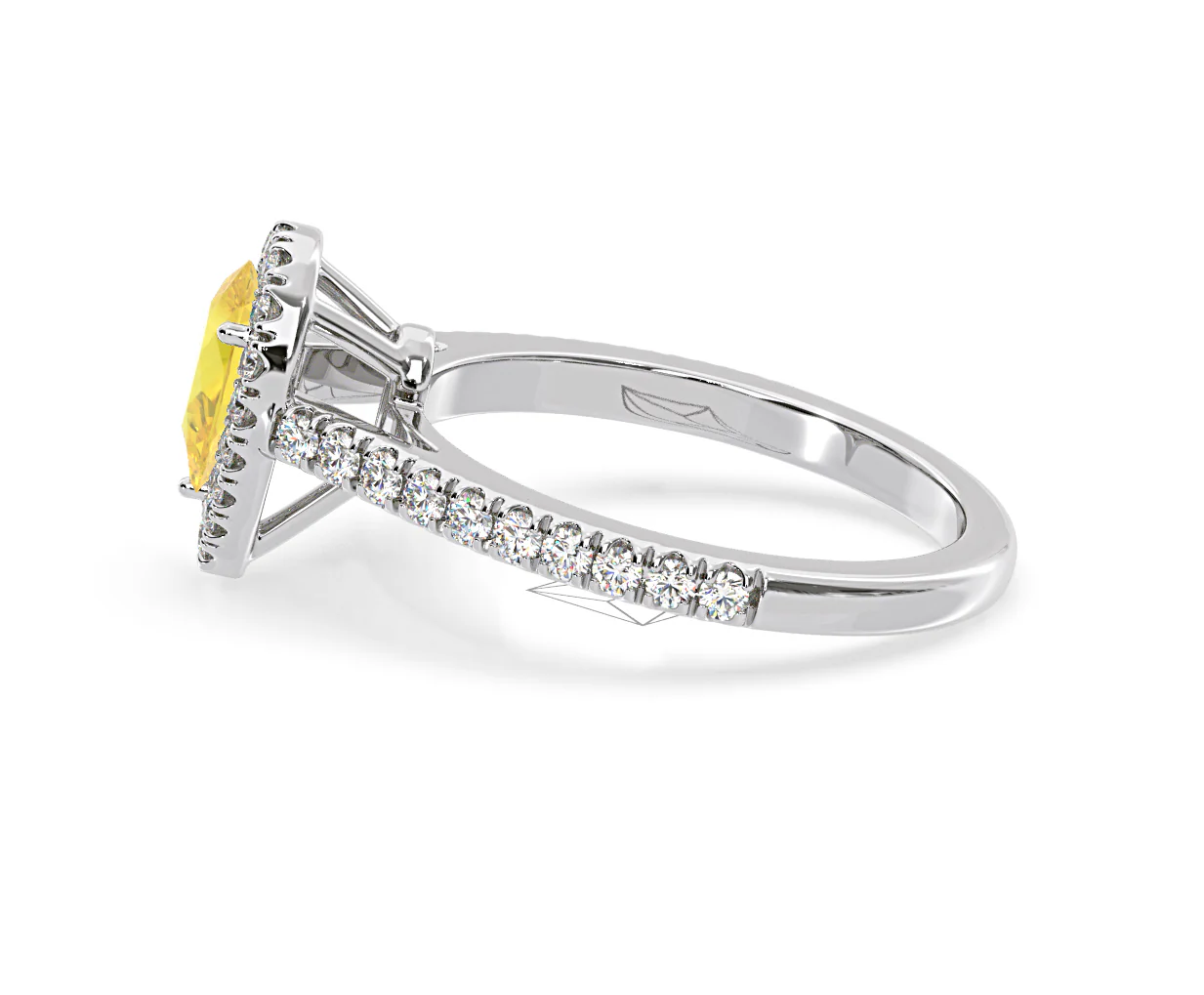 Diana Yellow Lab Diamond Pear Halo Ring 1.00ct in Platinum - Elara Collection - Image 27