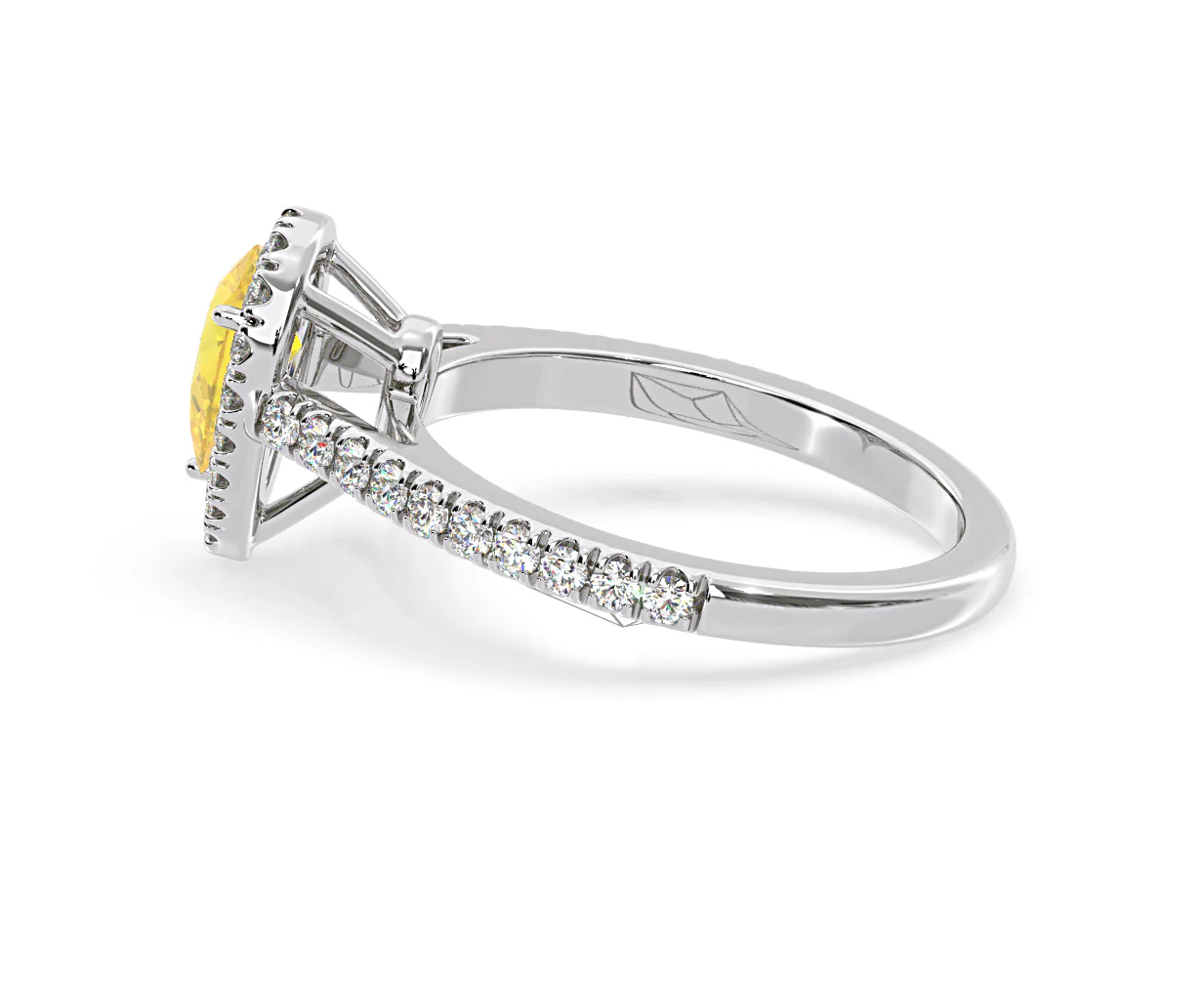 Diana Yellow Lab Diamond Pear Halo Ring 1.00ct in Platinum - Elara Collection - Image 29