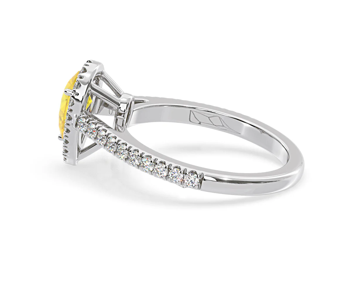 Diana Yellow Lab Diamond Pear Halo Ring 1.00ct in Platinum - Elara Collection - Image 30